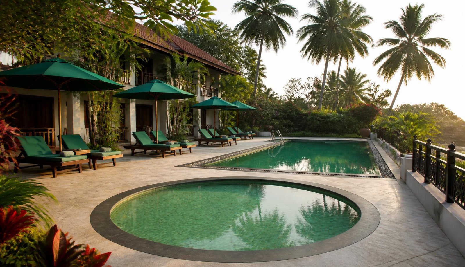 Tropical resort swimming pools for adults and children